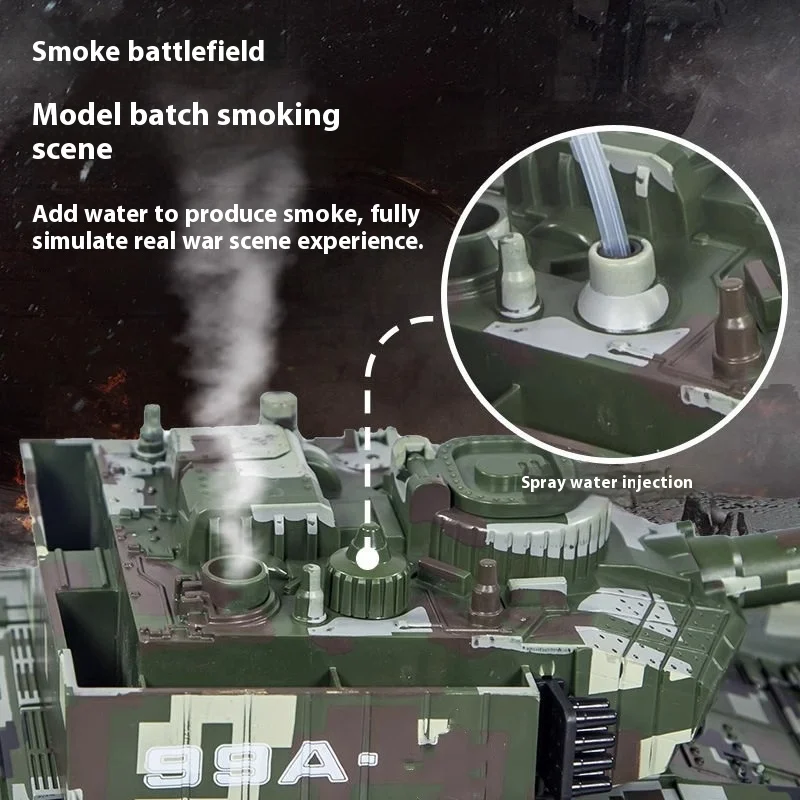 Tipo cingolato esplosto Serbatoio telecomandato Artiglieria Proiettile Simulazione Bambini Ragazzo Guerra Carro giocattolo spray corazzato