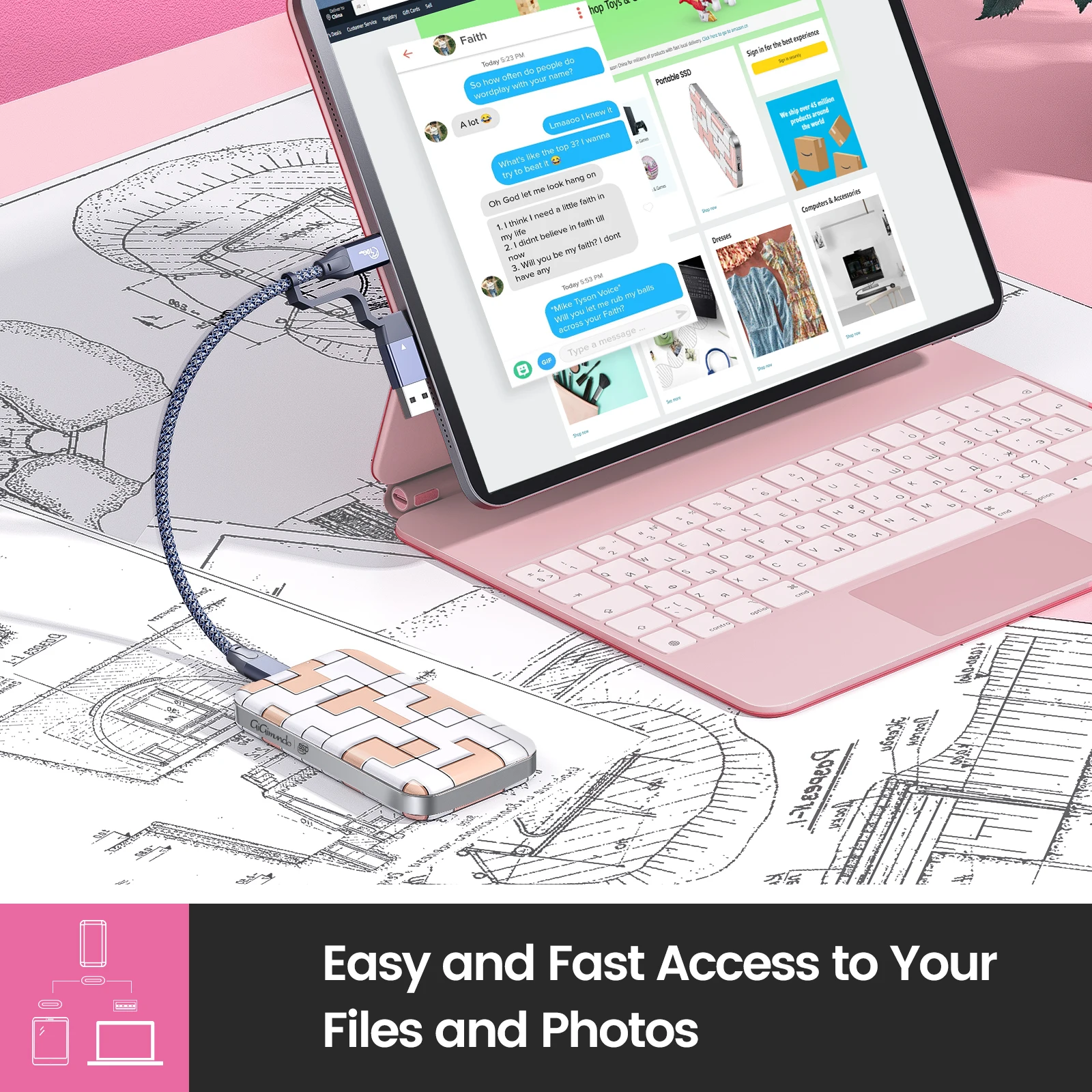 Unidad de estado sólido externa de submarca ORICO 1TB USB 3.2 Gen2 Tipo-C GEN2 SSD portátil 10Gbps 20Gbps 40Gbps
