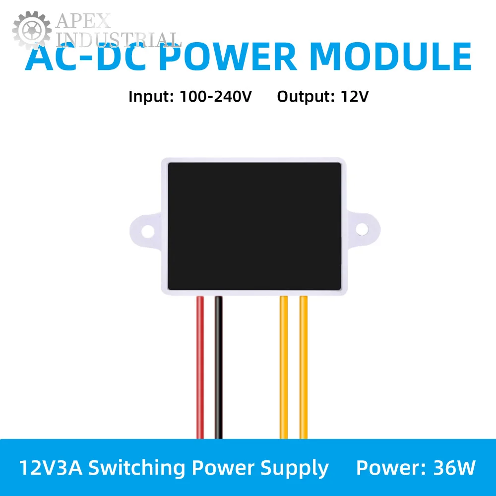 AC-DC Power Supply Module, 100-240V Input, 220V to 12V/24V Output, 3A 36W Converter, Step-Down Voltage Transformer for LED Strip