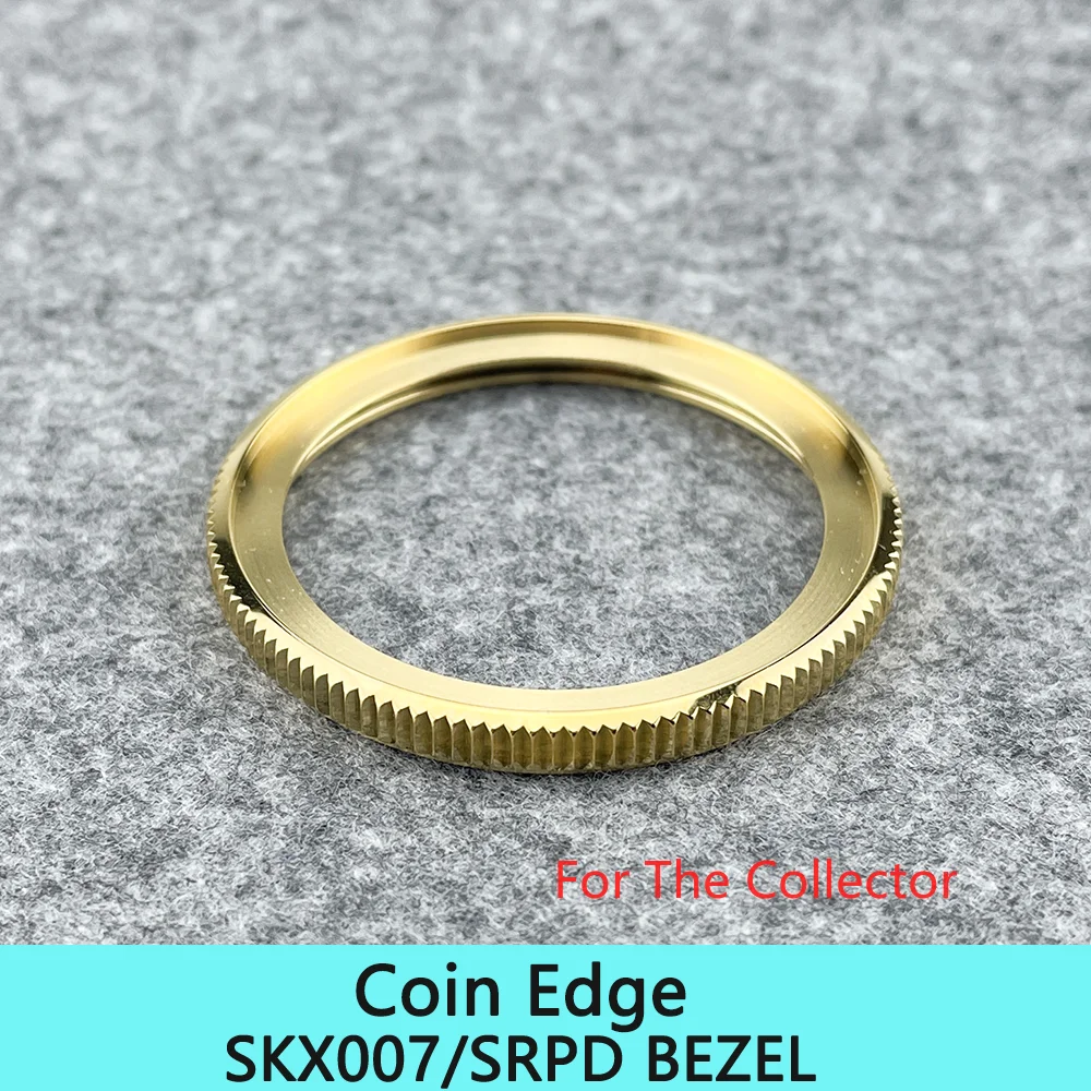 WELL Made Coin Edge Gold Color Bezel Polished Finish 316L Stainless Steel Included Gasket Compatible with SKX007/SKX011/SRPD