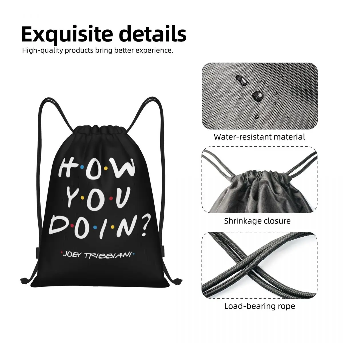 Sacs à dos personnalisés How You Doin Proximity Wstring pour hommes et femmes, sacs à dos de yoga, sac de sport, sac de gym, citation amusante