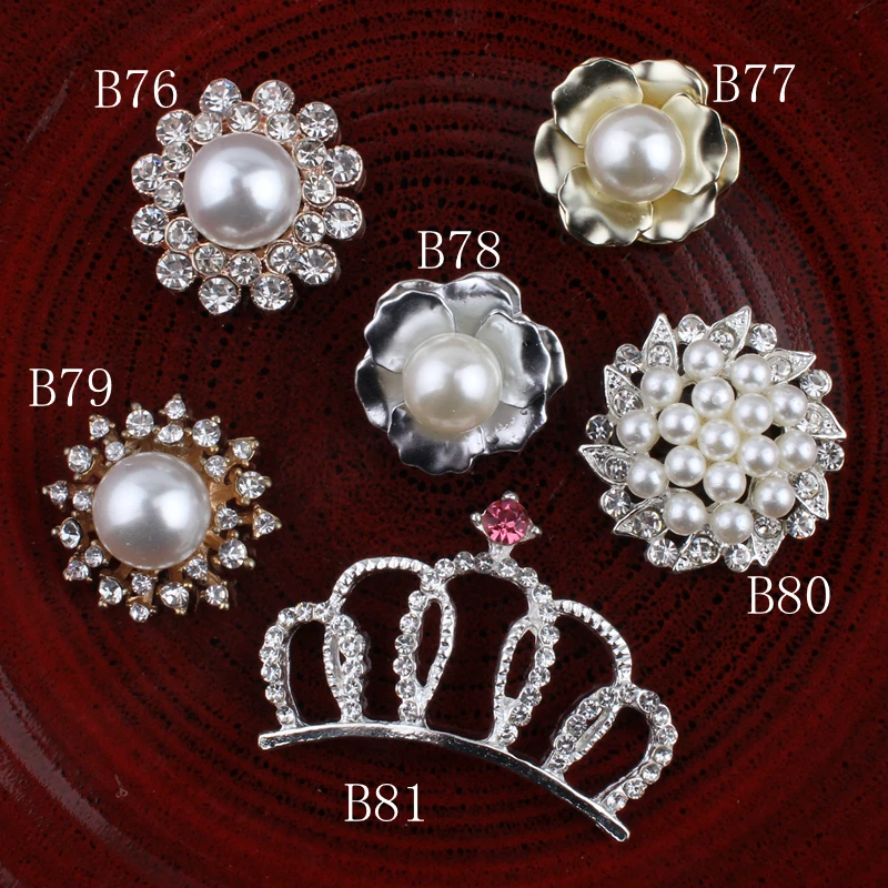 120PCS Vintage Crown/round/flower Metal Rhinestone Buttons Bling Flatback Flower Centre Crystal Buttons for Hair accessories