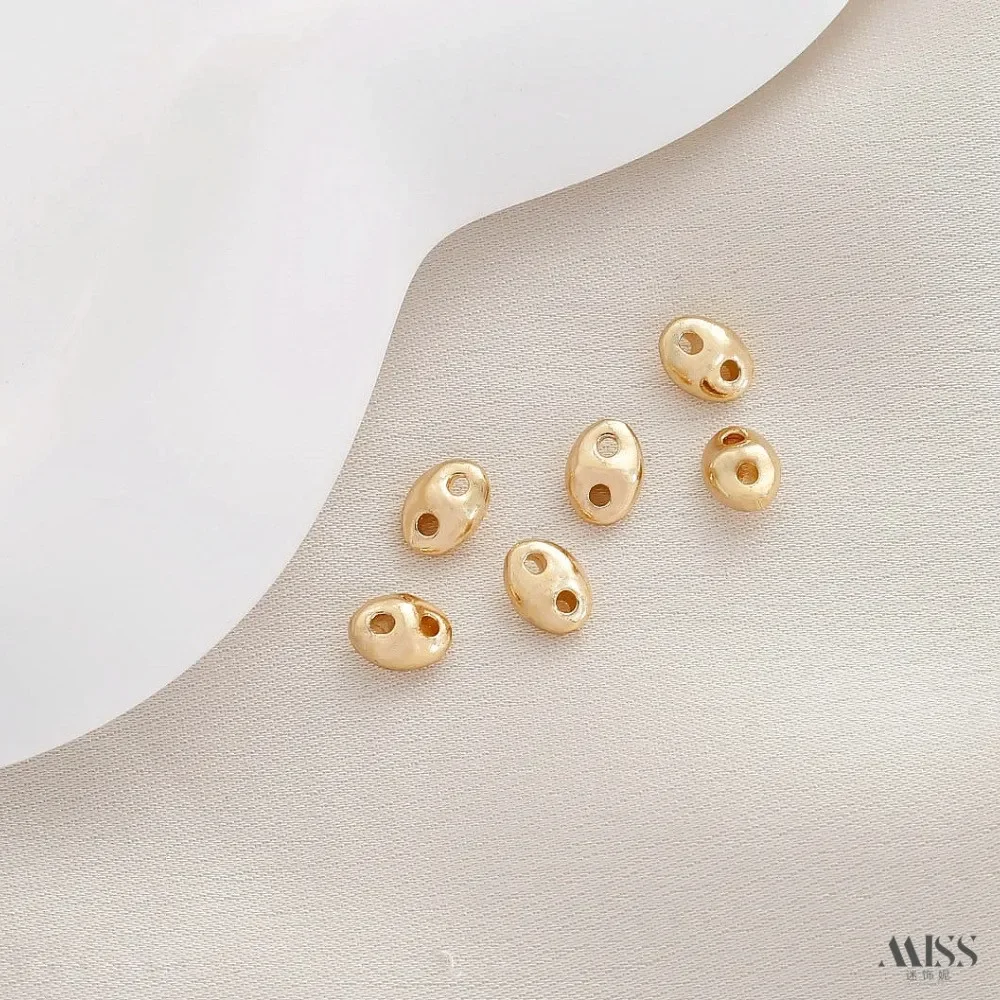 14K gouden tas kleurbehoud echt goud dubbel gat dubbele rij spacer kraal diy parel armband ketting string accessoires