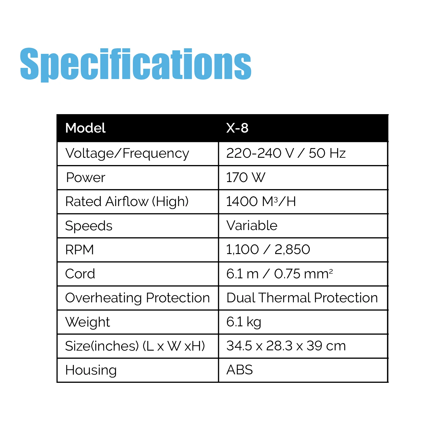 XPOWER X-8 8 "قطر الصناعية محصورة الفضاء مروحة تهوية للرجل ثقوب صمام فولت الرطب الآبار الناقلات الأزرق الهواء مروحة نفخ