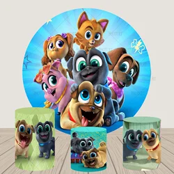 Round Disney Puppy Dog Pals Background Birthday Party Baby Shower Photography Banner Circle Cylinder Backdrop Decoration Props