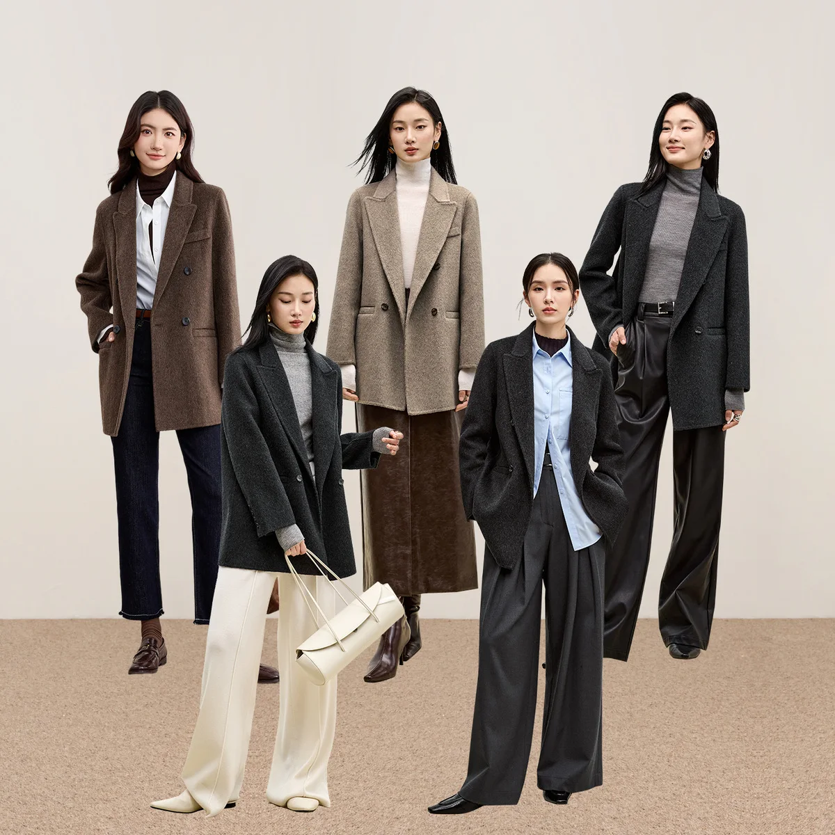 SENTUBILA mode trajet laine manteaux pour femme cran revers Double boutonnage vestes 2025 solide classique vêtements pour femmes W44O56673