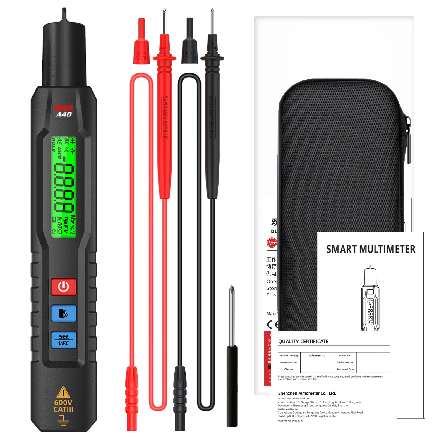 Pen Type Automatic Voltage Tester DC AC Multi-meter Capacitance Ohm Voltmeter With LCD Display BSIDE Smart Digital Multimeter