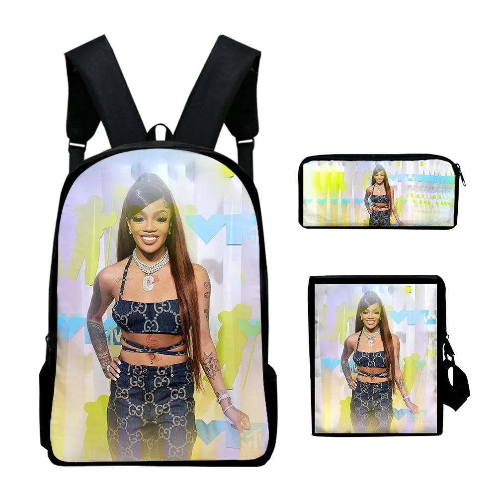 Cartoon Novelty GloRilla Rapper 3D Print 3pcs/Set pupil School Bags Laptop Daypack Backpack Inclined shoulder bag Pencil Case