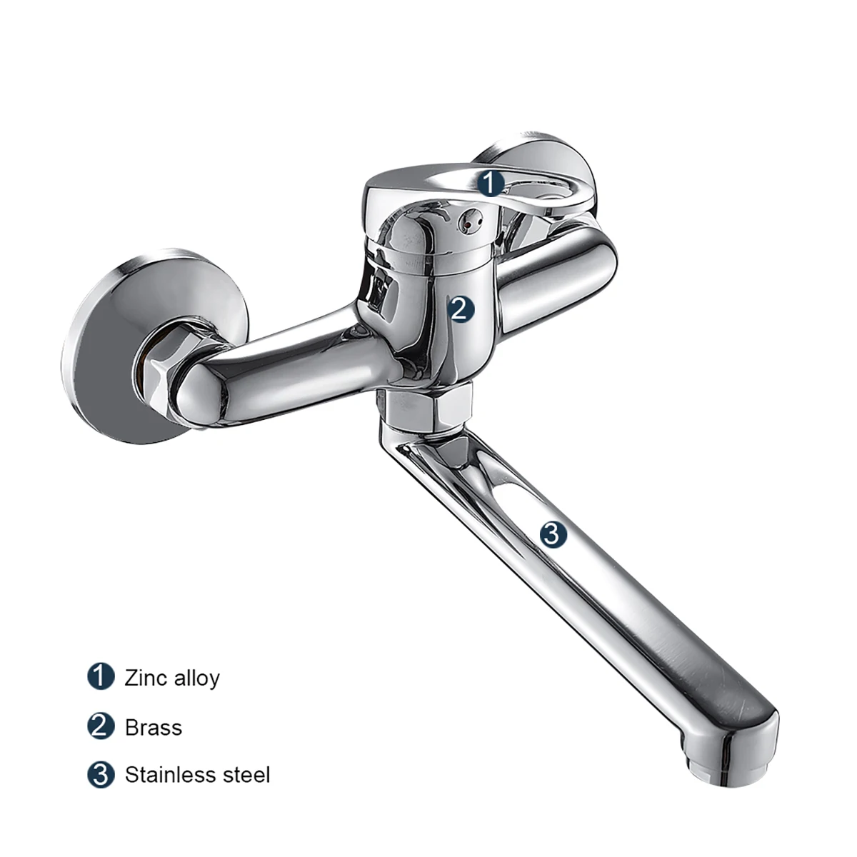 Kitchen Sink Faucet Universal Wall Mounted Mixer Tap Hot and Cold Water Mixer Tap Single Handle Kitchen Bathroom Washbasin Taps