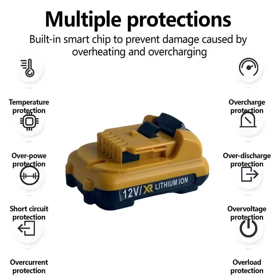 Original Dewalt 12V 3000mAH Lithium Ion Battery, DCB120 DCB123 DCB125 DCB124 DCB122 DCD710 Electric Tool Screwdriver