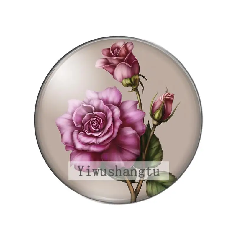 New love Beauty rose Vintage flowers  8mm/10mm/12mm/18mm/20mm Round photo glass cabochon demo flat back Making findings ZB0543