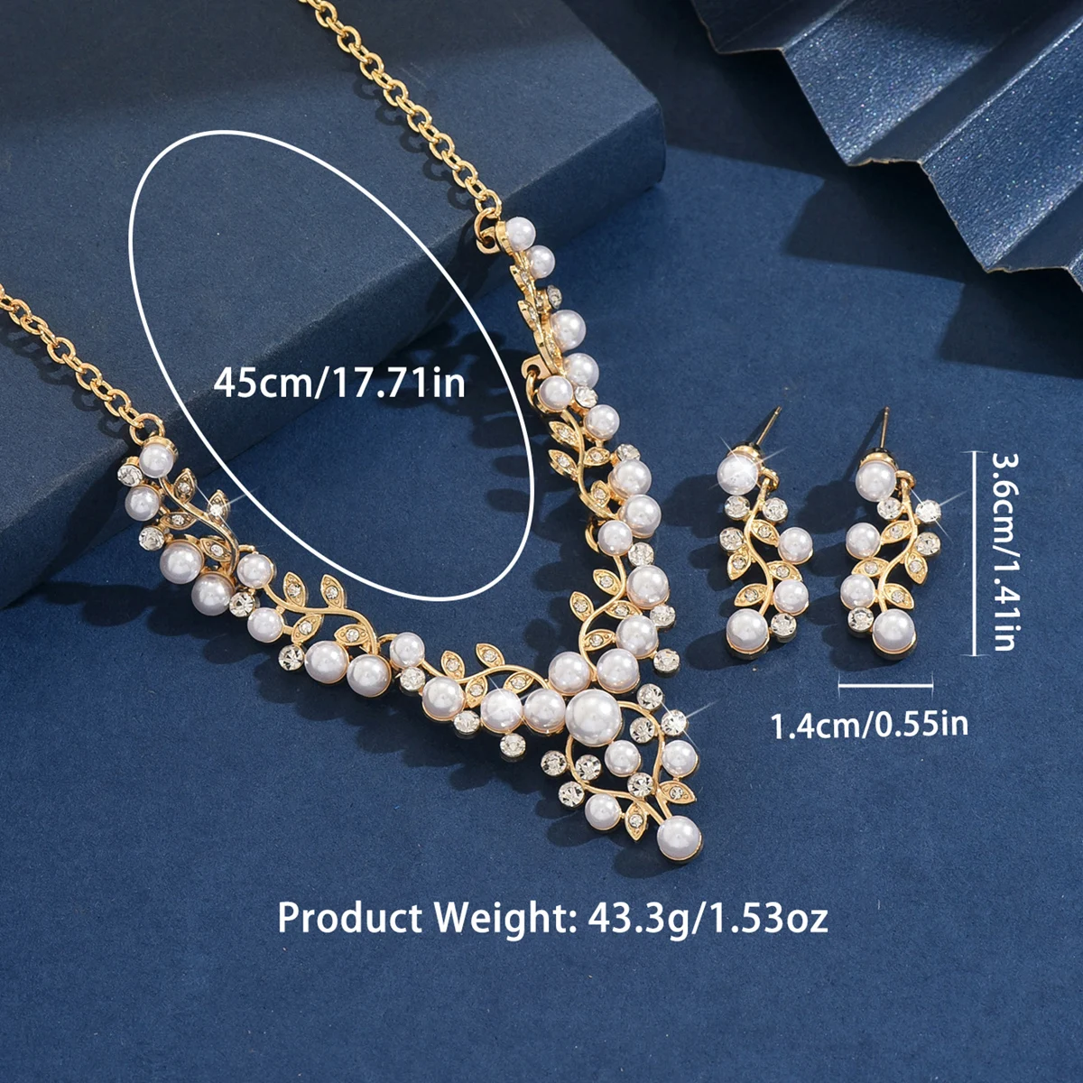 Bridal Elegant Design Pearl V-neck Jewelry Set Silver/Gold Necklace Earrings Wedding Main Yarn Gentle Highlighting Jewelry