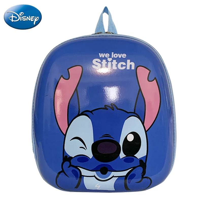 Disney Cartoon Backpack Mickey Minnie Stitch Pooh Hard Shell School Bag Children Kawaii Waterproof Backpack Student Schoolbag