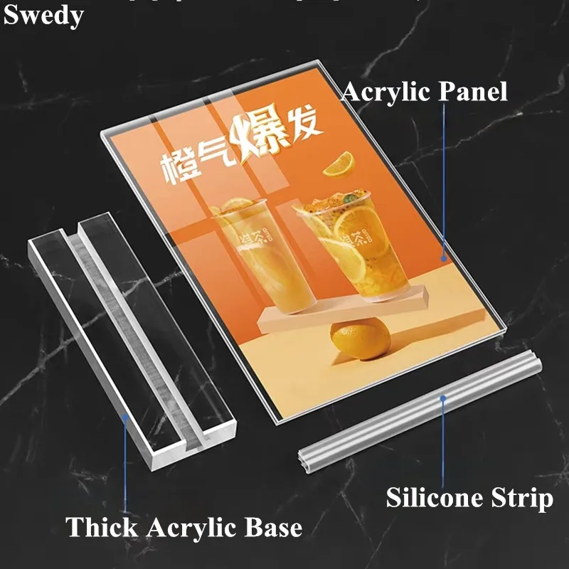 A4 210x297mm Restaurant Menu Holder Clear Table Acrylic Sign Holder Display Stand Leaflet Display Holders Price Label Card Stand