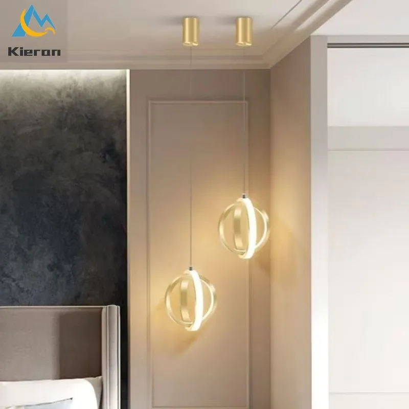 Nordic Post-modern Simple Led Small Chandelier Bedroom Study Bedside Pendant Lights Living Room Decoration Iron Art Pendant Lamp