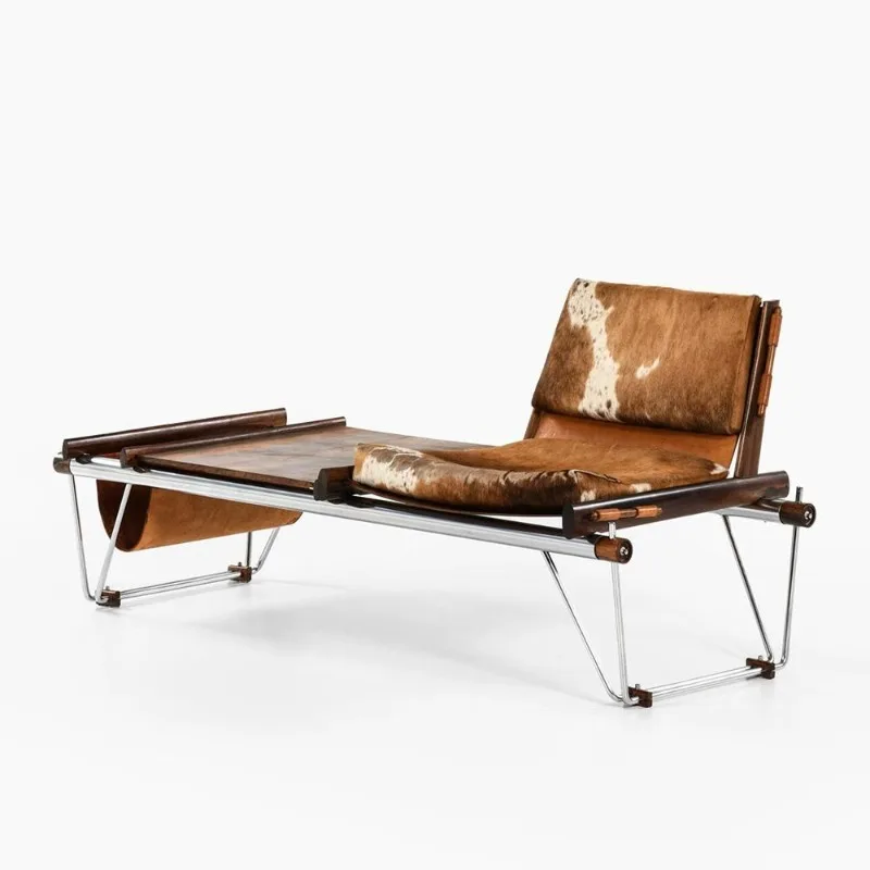 

Medieval milk cowhide bench