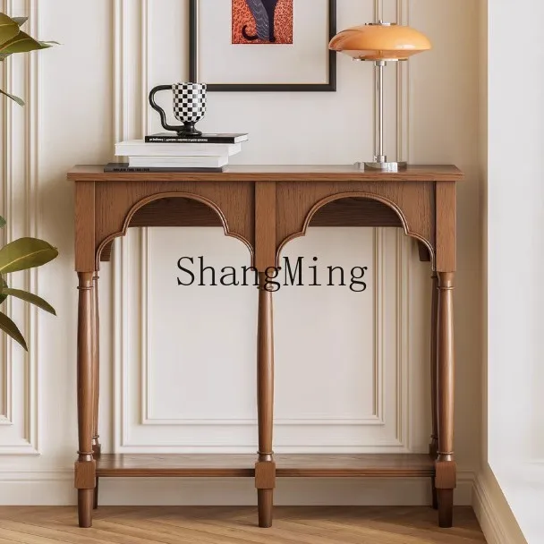 SM vintage solid wood console table vintage living room wall partition cabinet entryway decorative cabinet