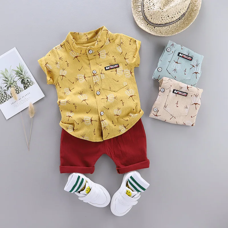 Summer Cotton Baby Boys Clothes suits Fashion Children\'s girls Shirt with Shorts 2-Piece Sets