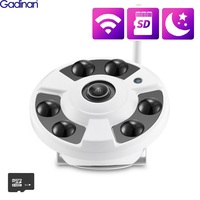 Gadinan Metal Wifi 1.7mm Fisheye Lens Video Surveillance CCTV Security Audio Panoramic 180 Degree Motion Detection Home IP Camer