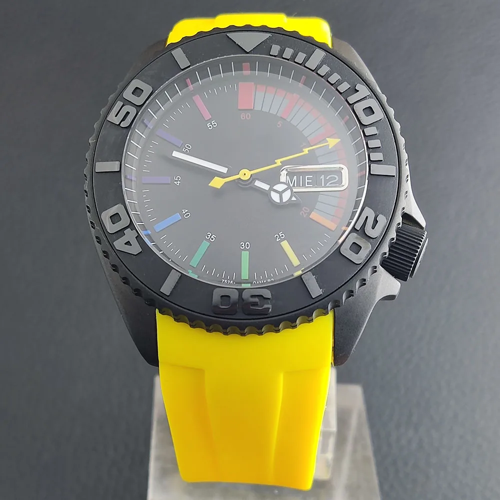 41mm men\'s watch Rainbow dial watch sapphire glass NH36 movement 22mm rubber strap S crown men\'s casual waterproof watch