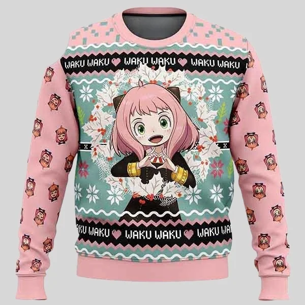 الخريف والشتاء الساخن لطيف جاسوس الأسرة عيد الميلاد القبيح أعلى الشارع المتضخم الرجال والنساء الأسرة ارتداء جولة الرقبة هوديي