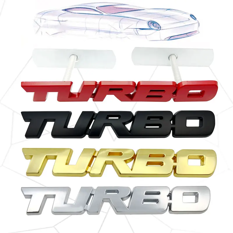 3D Metal Car Sticker Turbocharged Turbo Badge Car Modification Accessories Rear Marked Side Marking Decorative Grille stickers