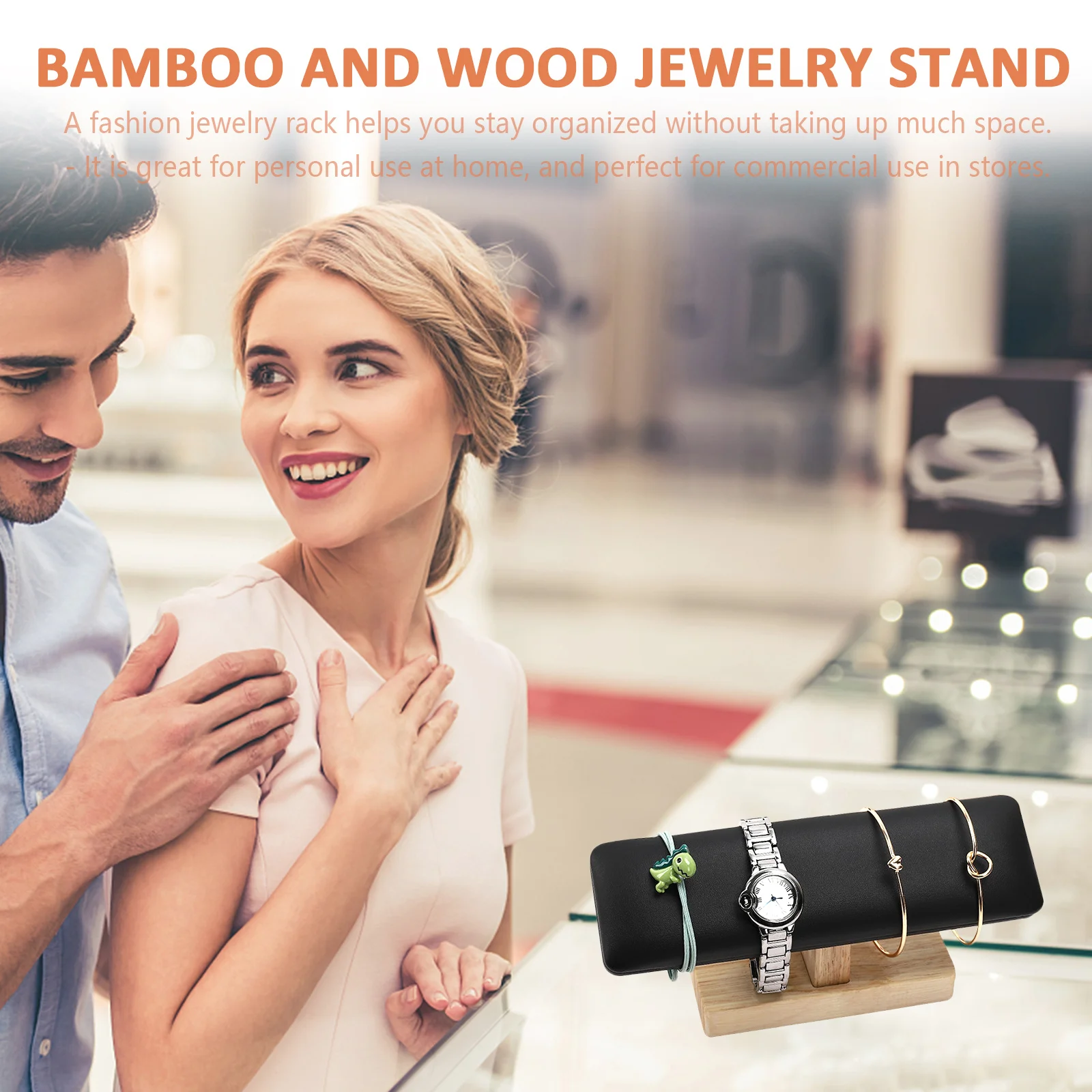 

Bamboo Wood Jewelry Rack Bracelet Watch Necklace Display Holder Organizer Stand Decorative Storage Exhibition
