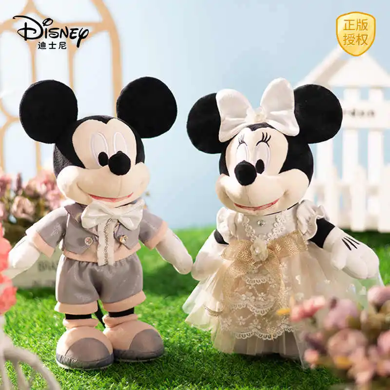 New 36cm Disney Mickey Minnie Mouse Wedding Series Cute Plush Toy Cartoon Stuffed Doll Anime Couple Souvenir Birthday Xmas Gift