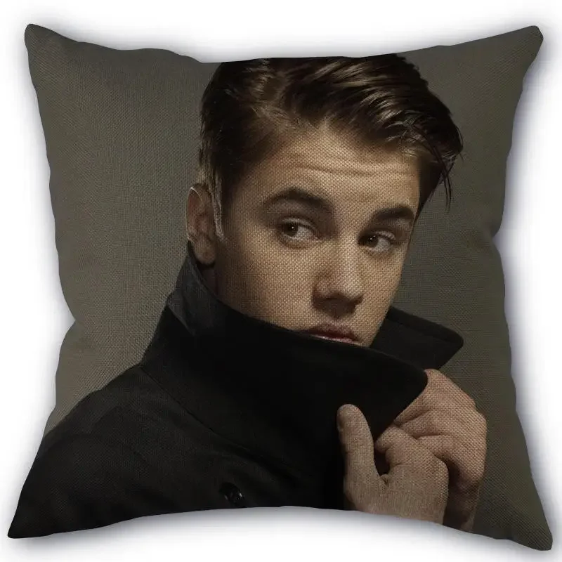 45X45cm Pillow Cover Justin Bieber Square Zipper Cotton Linen Pillow Cases Bedroom Home Decorative Pillowcase 0331