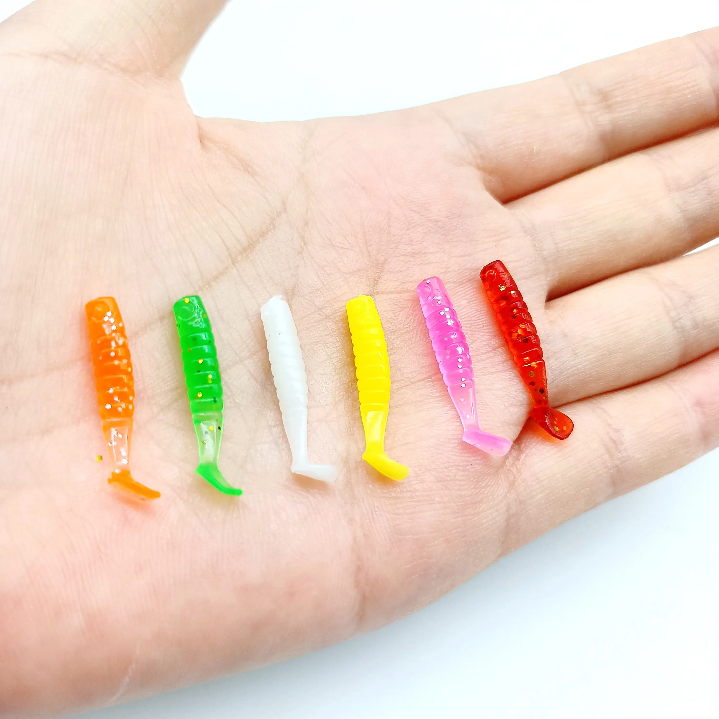 DUODUOYU 50PCS Mini T-tail Soft Fsihing Lures 0.2g/25mm Small Fish Artificial Bait Jig Wobblers Bass Pike Fishing Tackle – Detail 3