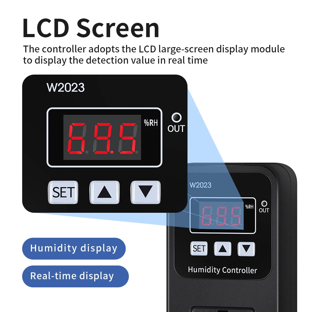 Imagem -03 - Display Digital Controlador de Umidade Soquete Umidificador Umidificação e Desumidificação Interruptor de Controle ac 110220v 1500w W2023