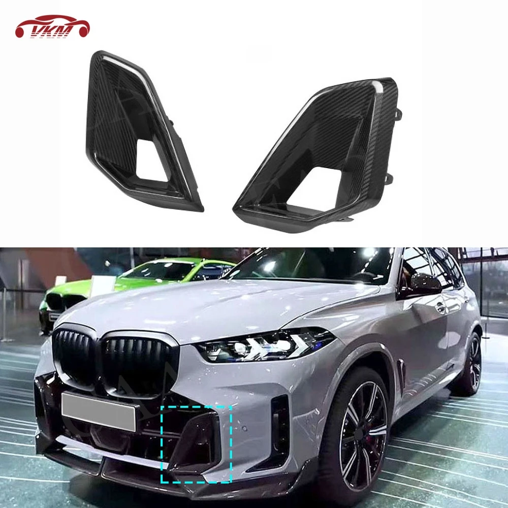 

For BMW X5 G05 G18 LCI M Sport 2023+ Front Bumper Air Intake Vent Trim Dry Carbon Fiber Spoiler Foglamp Mesh FRP Car Accessories