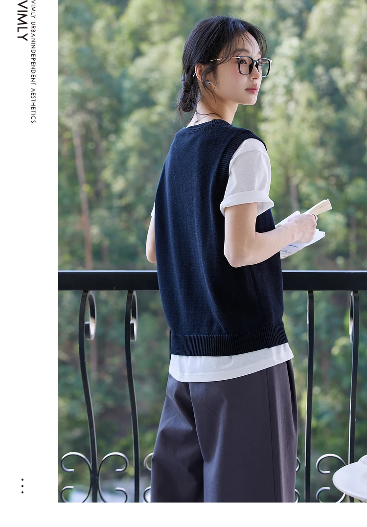 VIMLYVIMLYVIMLY Contrasting Color Flower Knitted Vest Women's 2025 Spring New Stacked Wear Inner Vest Cotton Top 73930