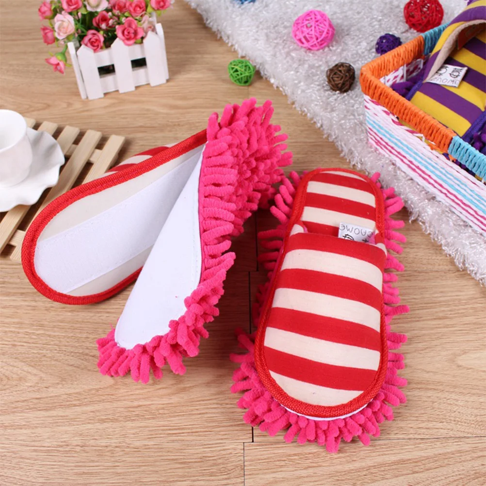 

1 Pair Microfiber Cleaning Slippers Red Size S Anti-Skid Floor For Wood Ceramic Vinyl Lazy Slippers Dust Mop Slipper Mop Cap
