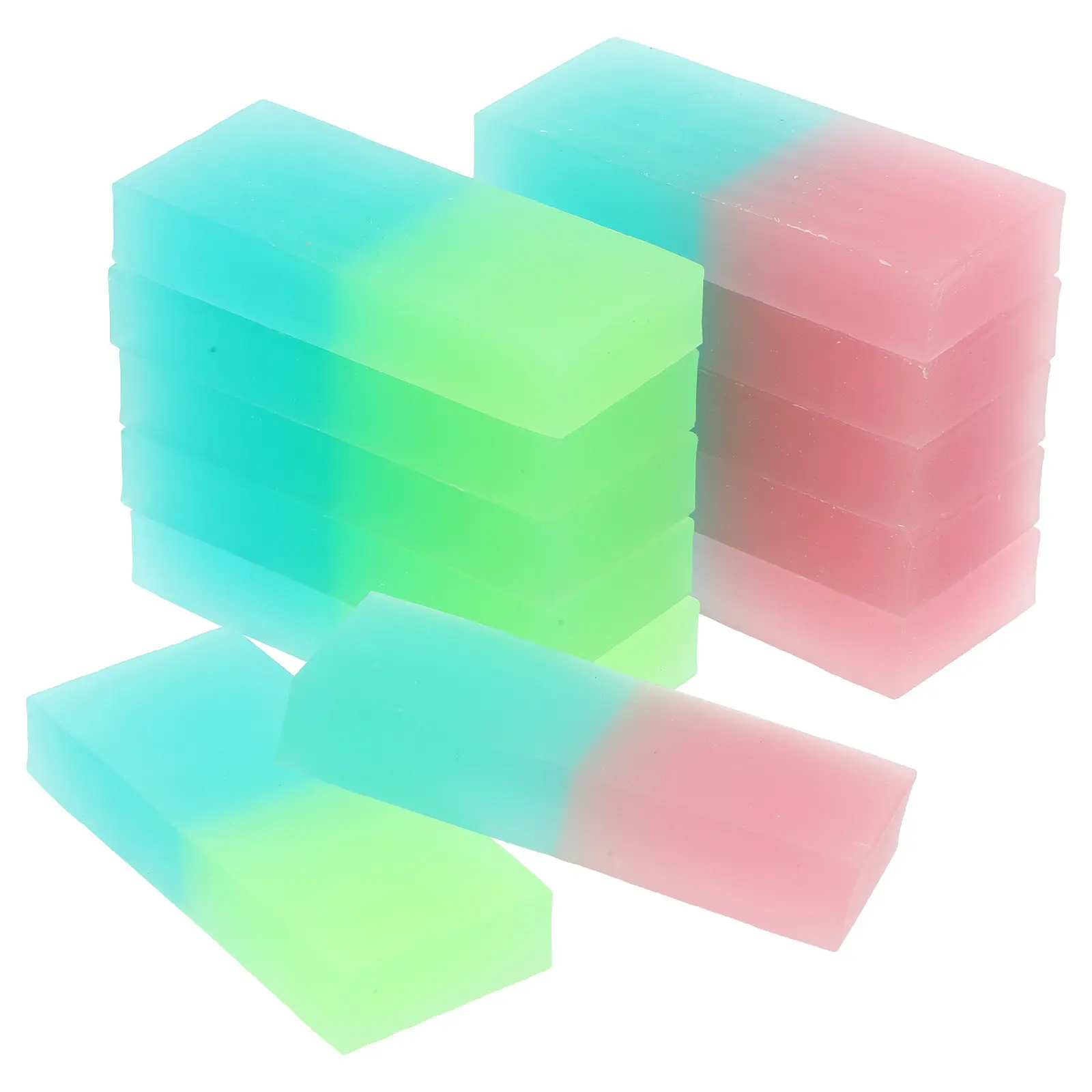 12Pcs Kids Cute Jelly Erasers Rectangular Pencil Eraser Pack Students School Supplies Fun Kawaii Erasers Eraser