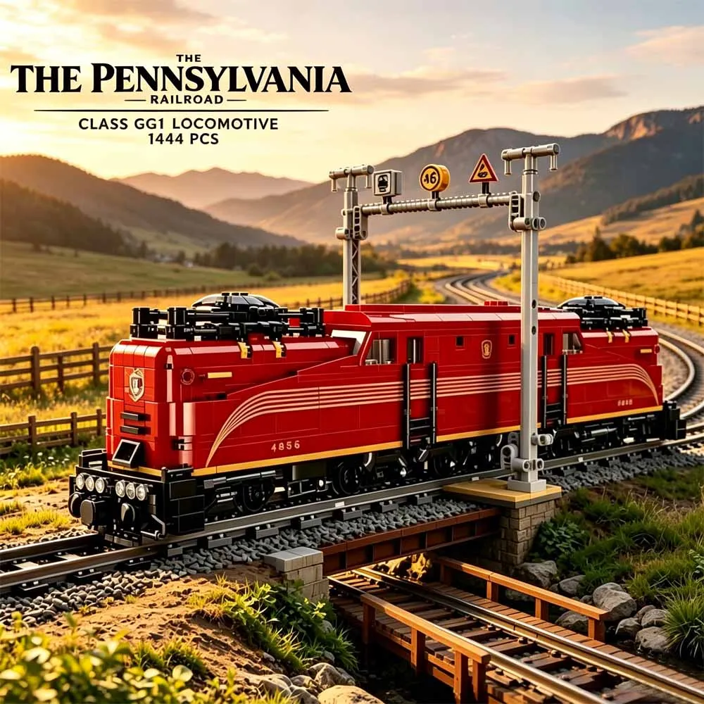 MOC Pennsylvania Railroad Class GG1 Locomotive Building Blocks 1444Pcs Vintage American Electric Train Model Adult for Gifts Toy