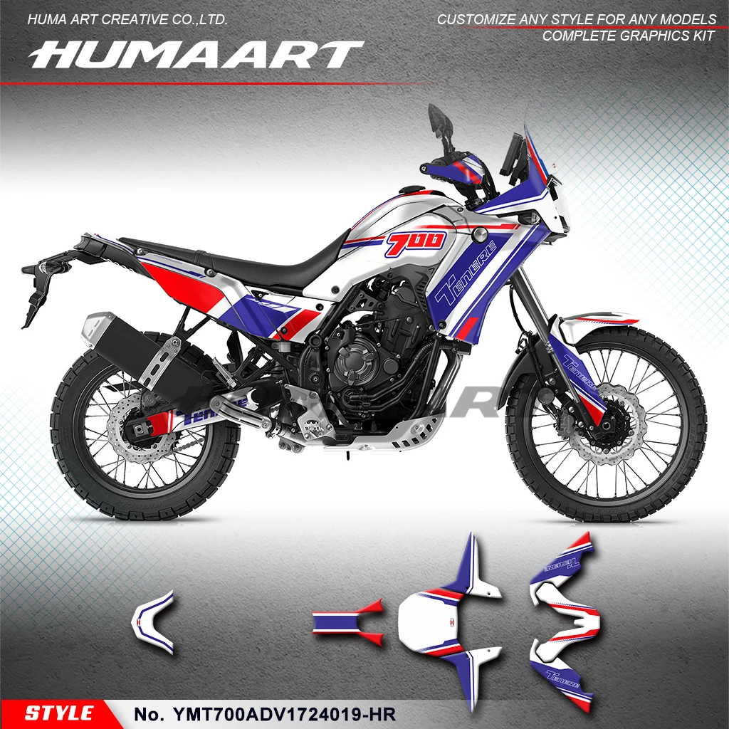 

HUMAART Racing Sticker Motorcycle Graphics for Yamaha Ténéré 700 Tenere 700 T700 T7 2017-2024, Protector, YMT700ADV1724019-HR