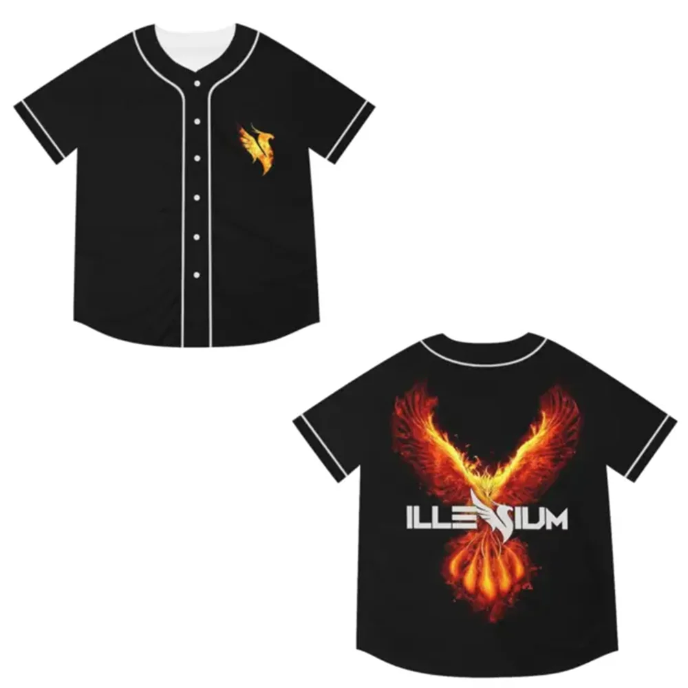 

ILLENIUM Concert Site EDM Personalized Streetwear Harajuku Thin button Baseball uniform Men/Women customizable Color18