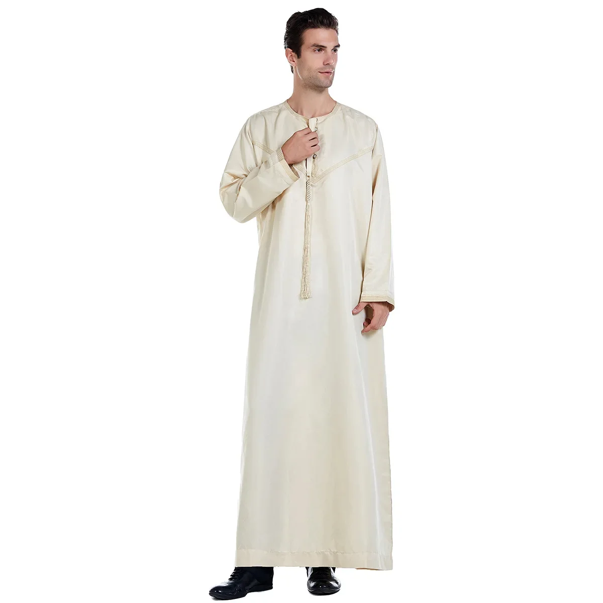 2025 Eid Mubarak bata hombres Jubba Thobe Dubai Moda musulmana Abaya Ramadán Jilbab Khimar árabe turco Kaftan Hijab Islam ropa