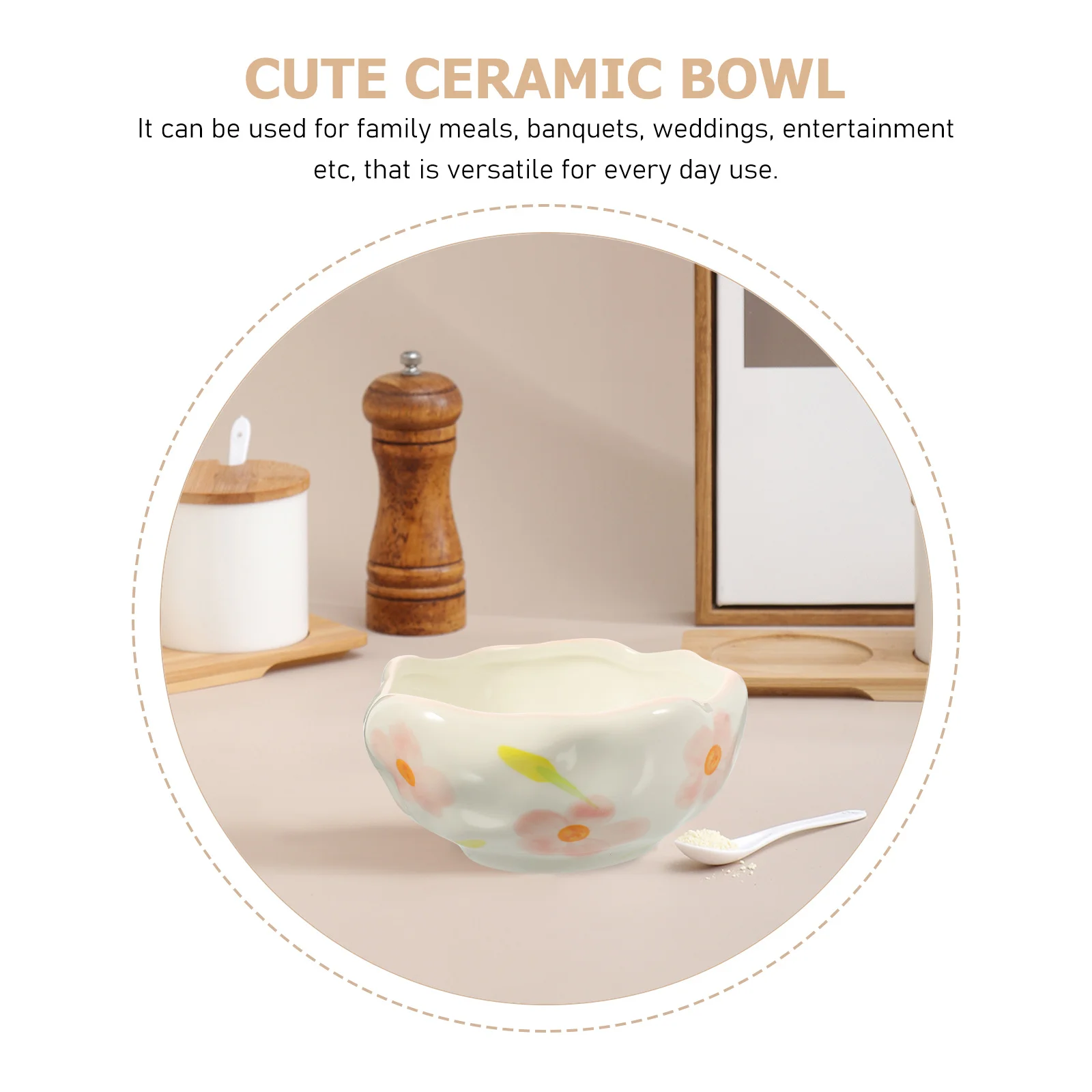 

Ceramic Ramen Bowl Handmade Cartoon Design Large Capacity Microwave Safe for Soup Salad Fruit Dessert Storage Kitchen Tableware