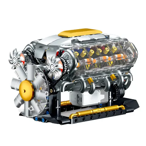 MOC Technik Electrically Driven V8 Engine Model Car Building Blocks Set Creative Educational Toys Christmas Gifts For Boys Kids
