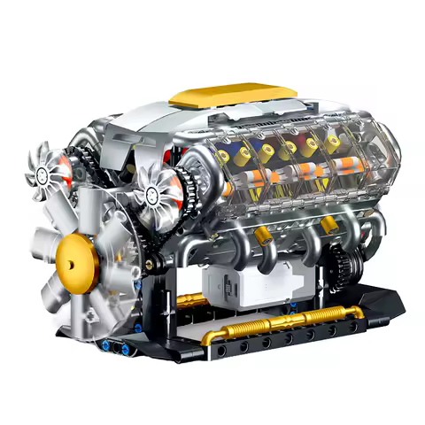MOC Technik Electrically Driven V8 Engine Model Car Building Blocks Set Creative Educational Toys Christmas Gifts For Boys Kids