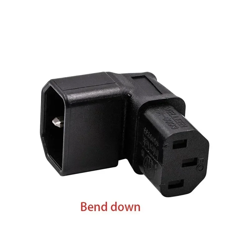 Nuevo conector IEC de 3 pines hacia abajo hasta 90 en ángulo IEC 320 C14 macho a C13 hembra conector adaptador de corriente enchufe de CA para montaje en pared LCD TV