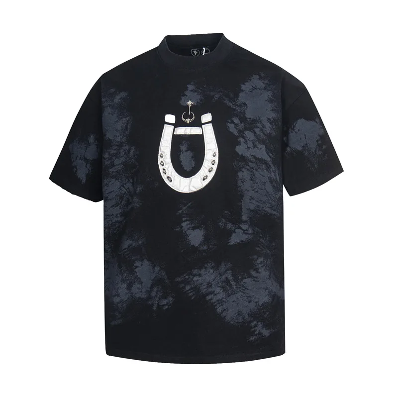 

Thug Club 2026 New Street Hip-Hop Style Hand-Applied Leather Patch Embroidered Washed Oversized Unisex Heavy-Duty T-Shirt