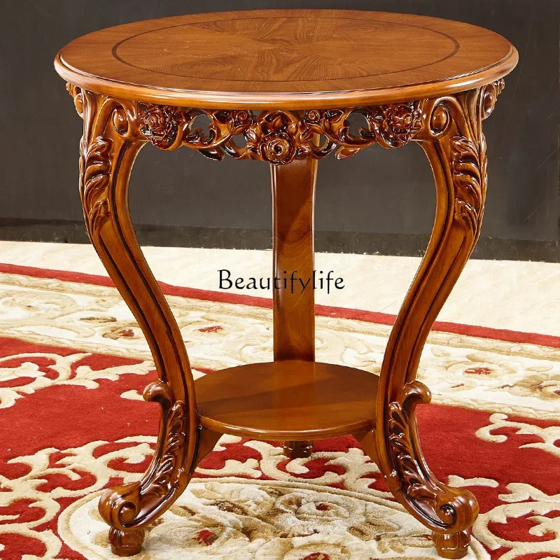 

yj32 European leisure chair, American living room solid wood small tea table tea chair combination