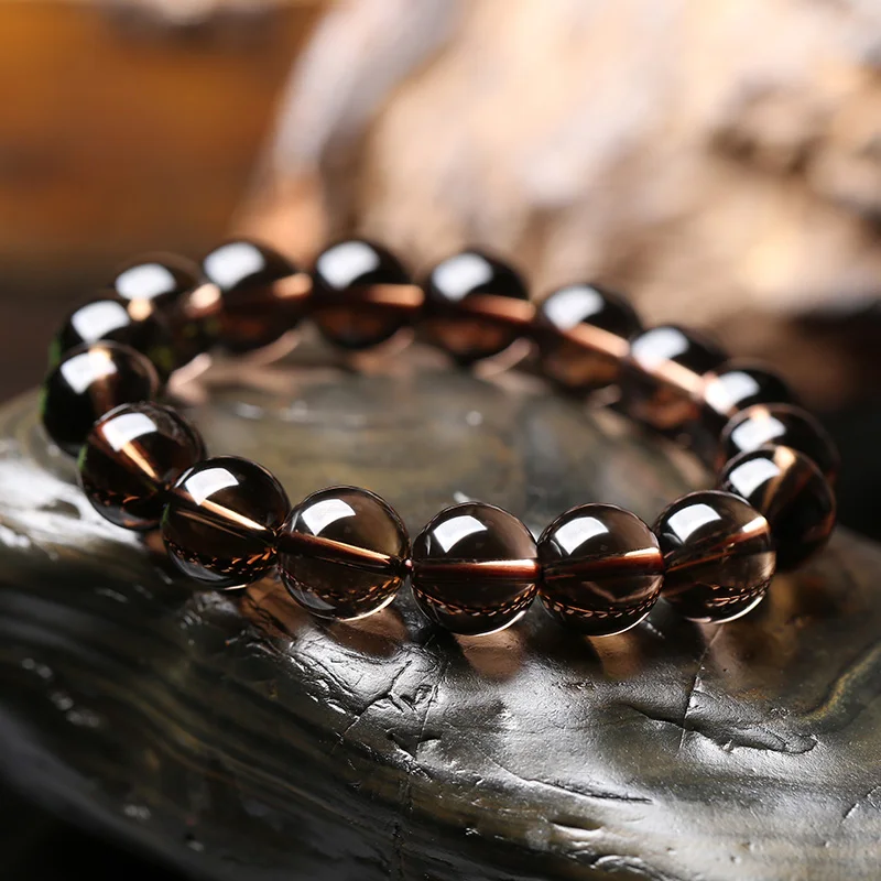 2022 Fashion Natrual Tea Color Crystal Stone Beaded Bracelet Homme Reiki Healing Aesthetic Handmade Elastic Bracelet Wholesale