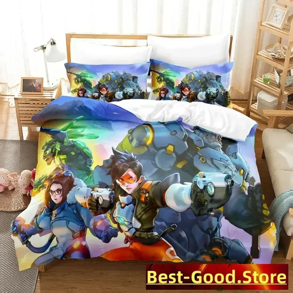

2023 Overwatch 2 Bedding Set Single Twin Full Queen King Size Bed Set Adult Kid Bedroom Duvetcover Sets Anime parure de lit Bed