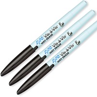 3pcs Sharpie EXPO Vis-à-Vis Wet Erase Markers, Fine Point Black Marker Pen Overhead Transparency Markers