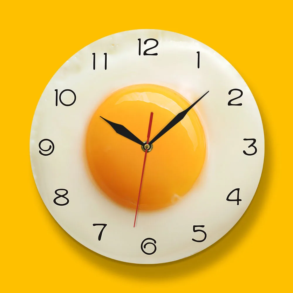 Fried Egg Poached Egg Wall Clock Egg Yolk Clock Digital Pointer Clock Canteen Restaurant Creative Acrylic Wall Clock