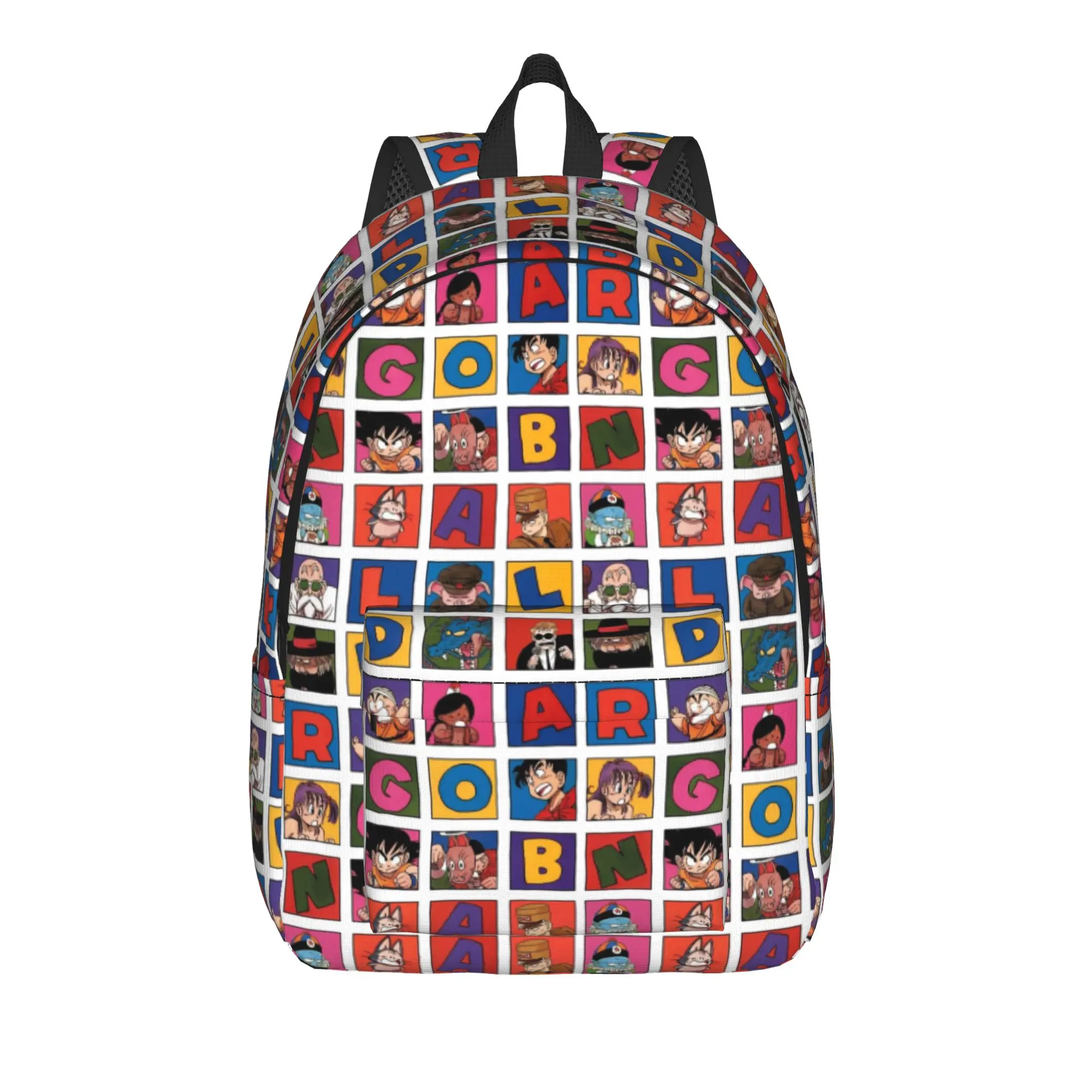 DBZ Squares Goku Rucksack für Männer und Frauen, modisch, für Studenten, Wandern, Reisen, Tagesrucksack, Laptop, Umhängetasche, Geschenk